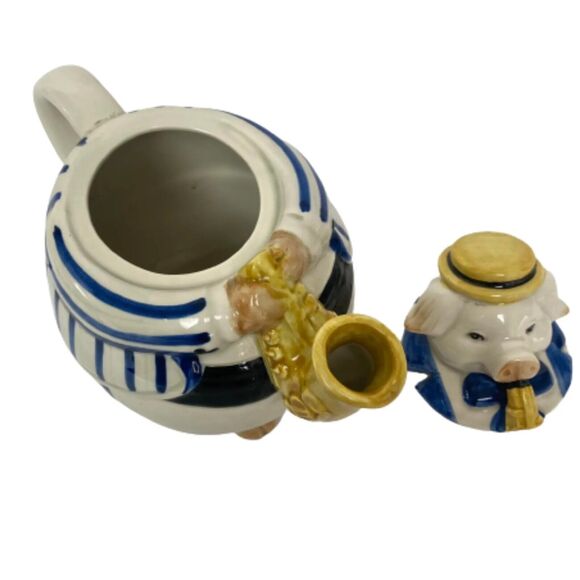 Vintage Hand Painted Teapot Musician Pig Playing Saxophone Jazz Vintage Japan - Picture 7 of 16